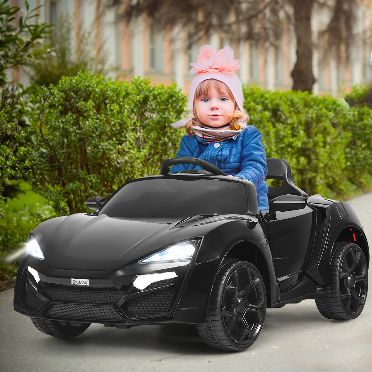 12V Electric Kids Car wth 2.4G Remote Control and Spring Suspension-Black