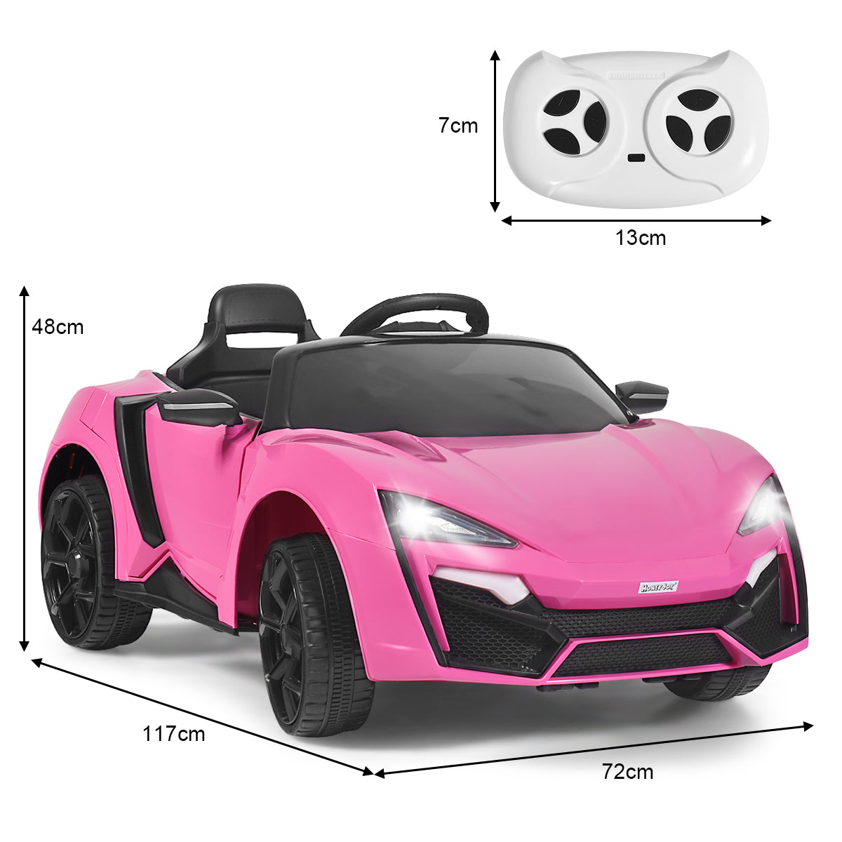 12V Electric Kids Car wth 2.4G Remote Control and Spring Suspension-Pink