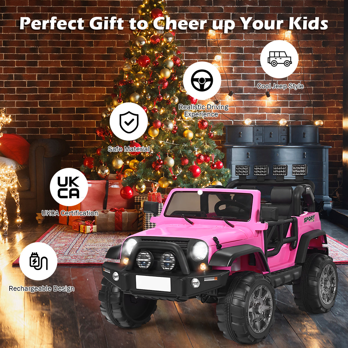 12V Electric Kids Ride On Truck with Remote Control-Pink
