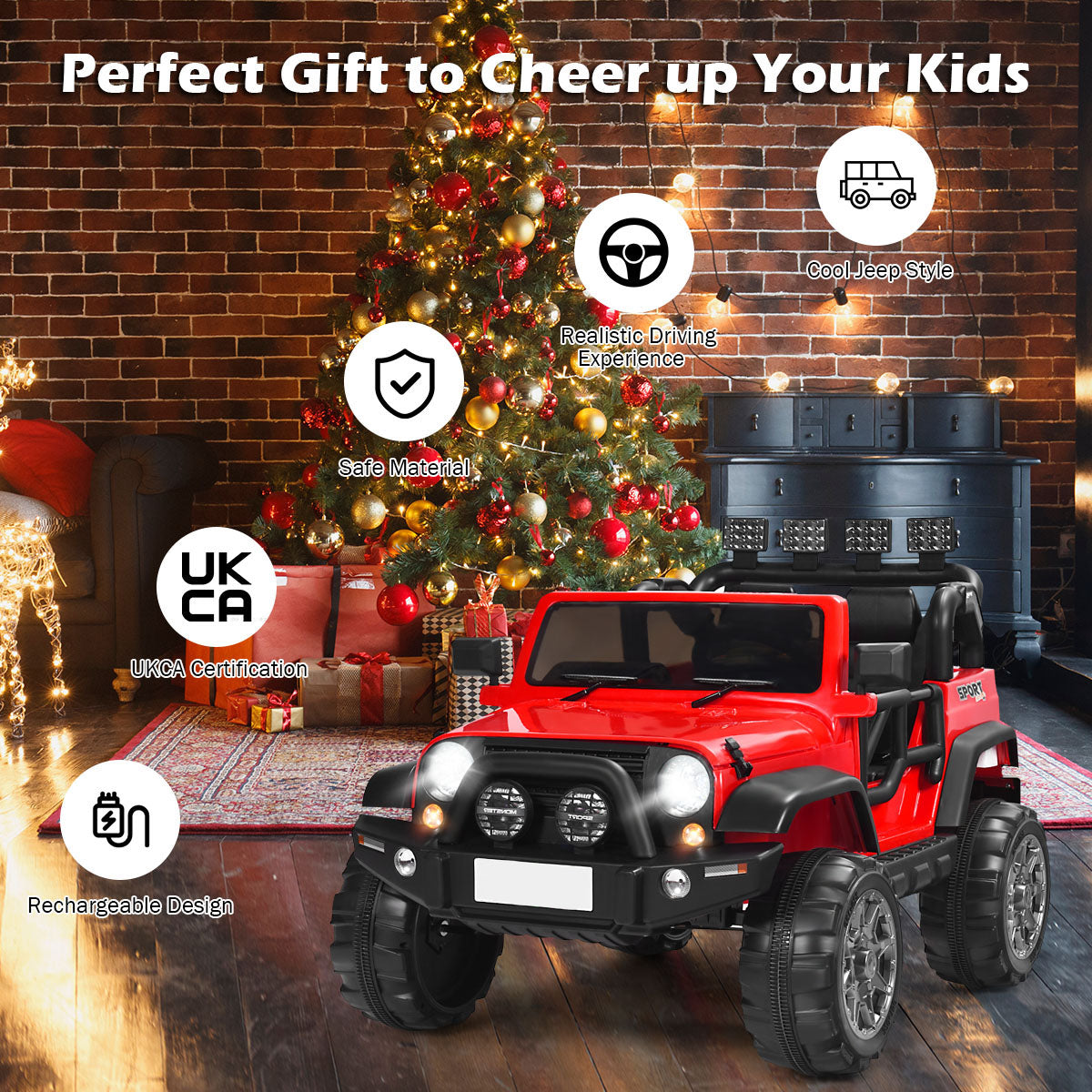 12V Electric Kids Ride On Truck with Remote Control-Red