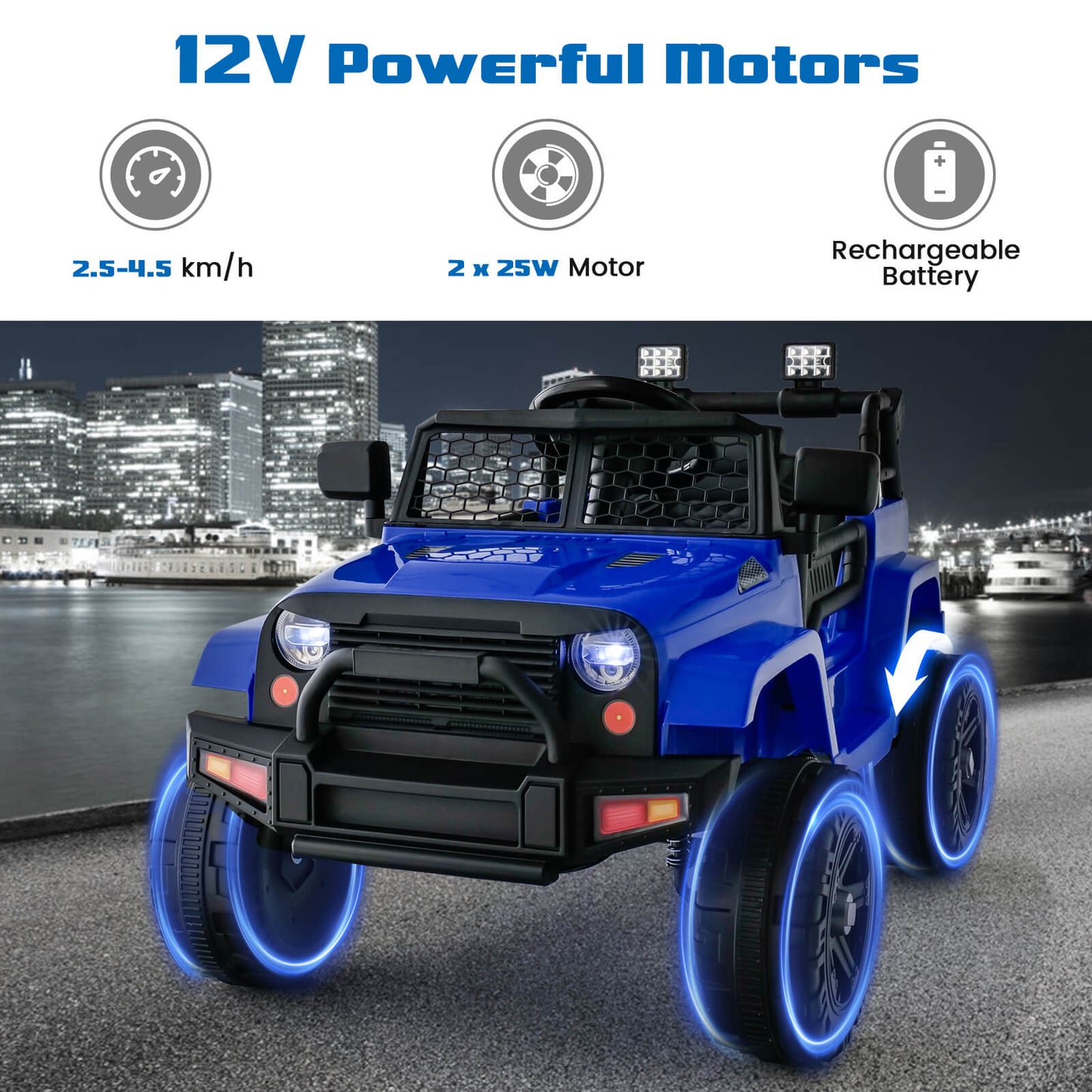 12V Kids Ride on Car with Remote Control and Music-Navy
