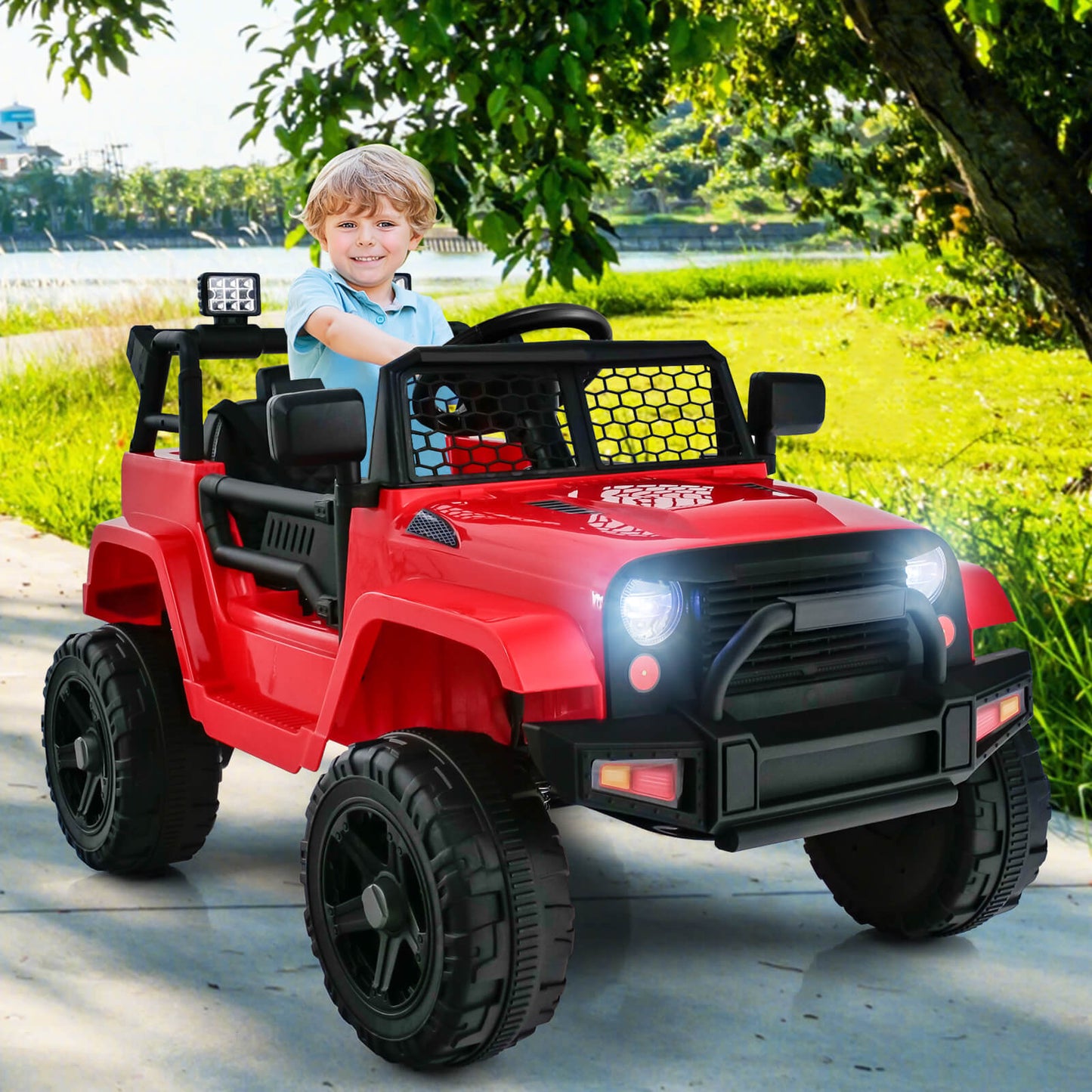 12V Kids Ride on Car with Remote Control and Music-Red