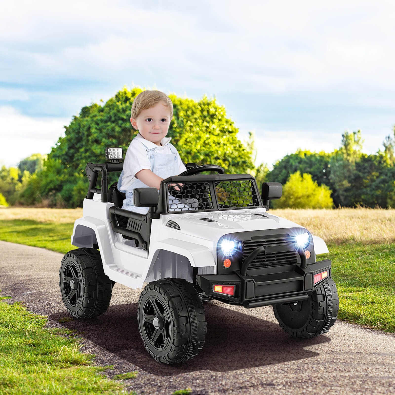 12V Kids Ride on Car with Remote Control and Music-White