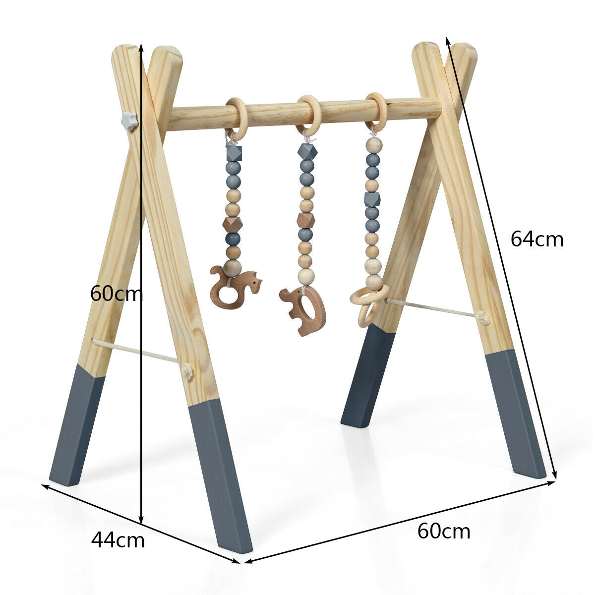 Foldable Wooden Baby Gym-Grey