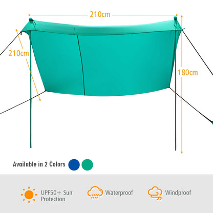 Portable Sunshade Canopy Waterproof Tent UPF 50 + UV 4 Sandbags-Green