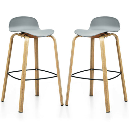 2 x Bar Chairs, High Counter Stools with Footrest-Grey