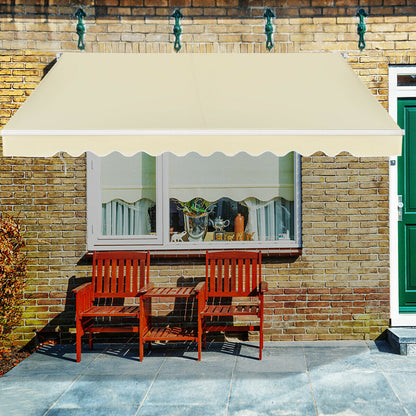Patio Awning Sun Shade Retractable Shelter Outdoor-Beige