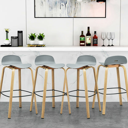 2 x Bar Chairs, High Counter Stools with Footrest-Grey