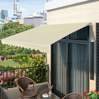 Patio Awning Sun Shade Retractable Shelter Outdoor-Beige