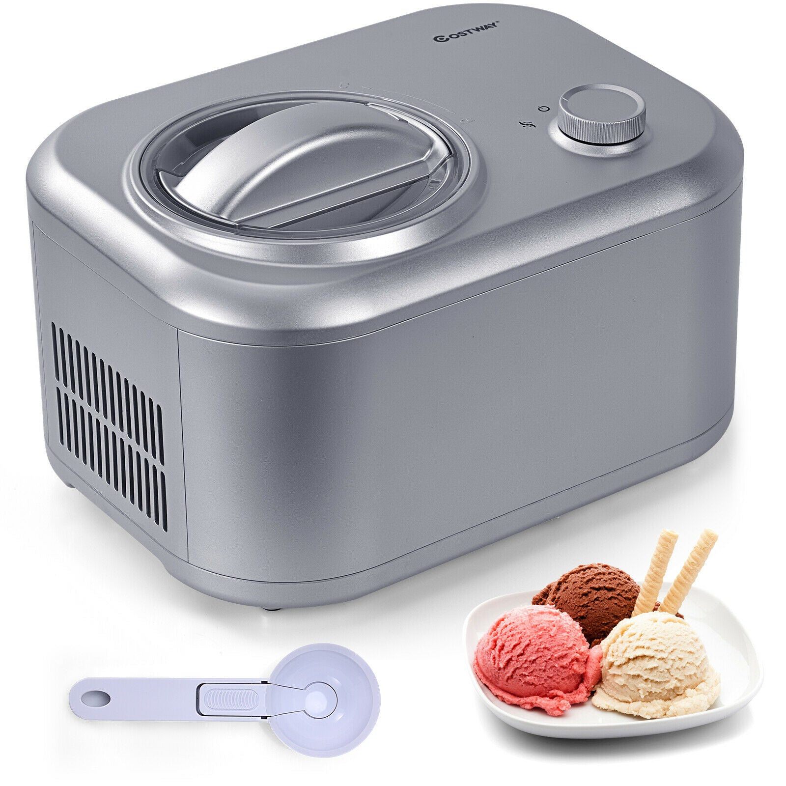 Automatic Electric Ice Cream Maker with 3 Modes-Silver