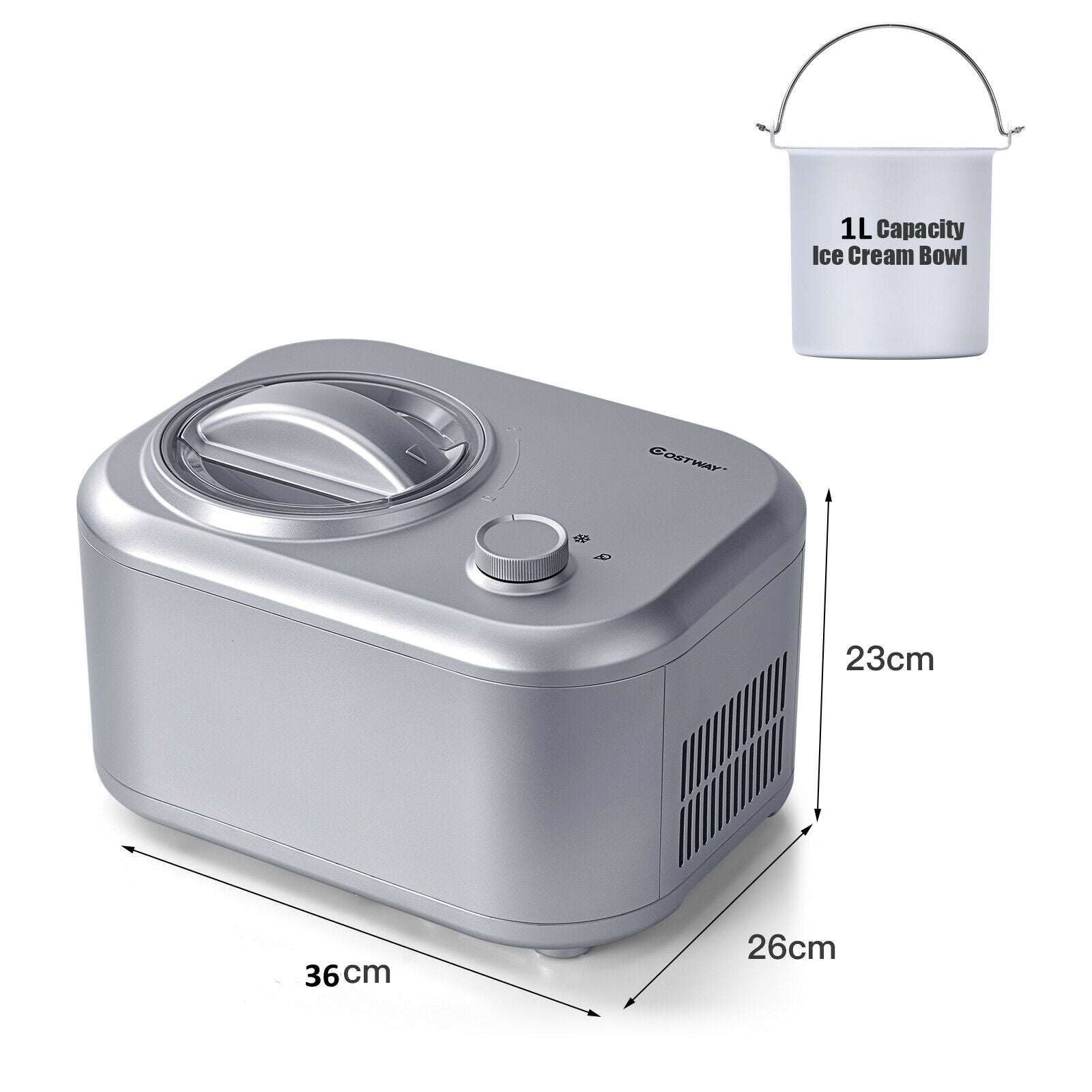 Automatic Electric Ice Cream Maker with 3 Modes-Silver