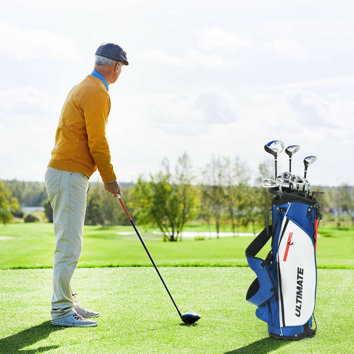 Set 10 Pieces Men's Complete Golf Clubs Package