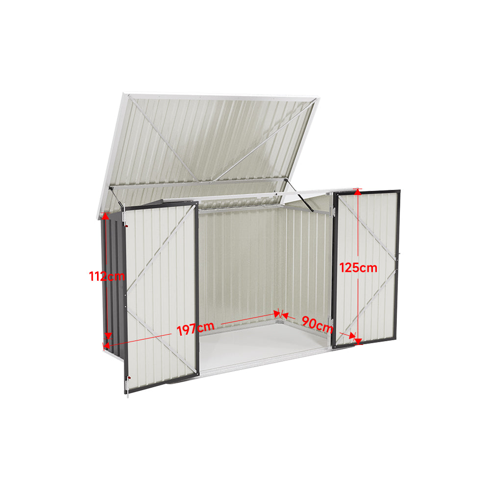 Pent Roof Metal Garden Shed with Hinged Lid