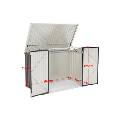 Pent Roof Metal Garden Shed with Hinged Lid