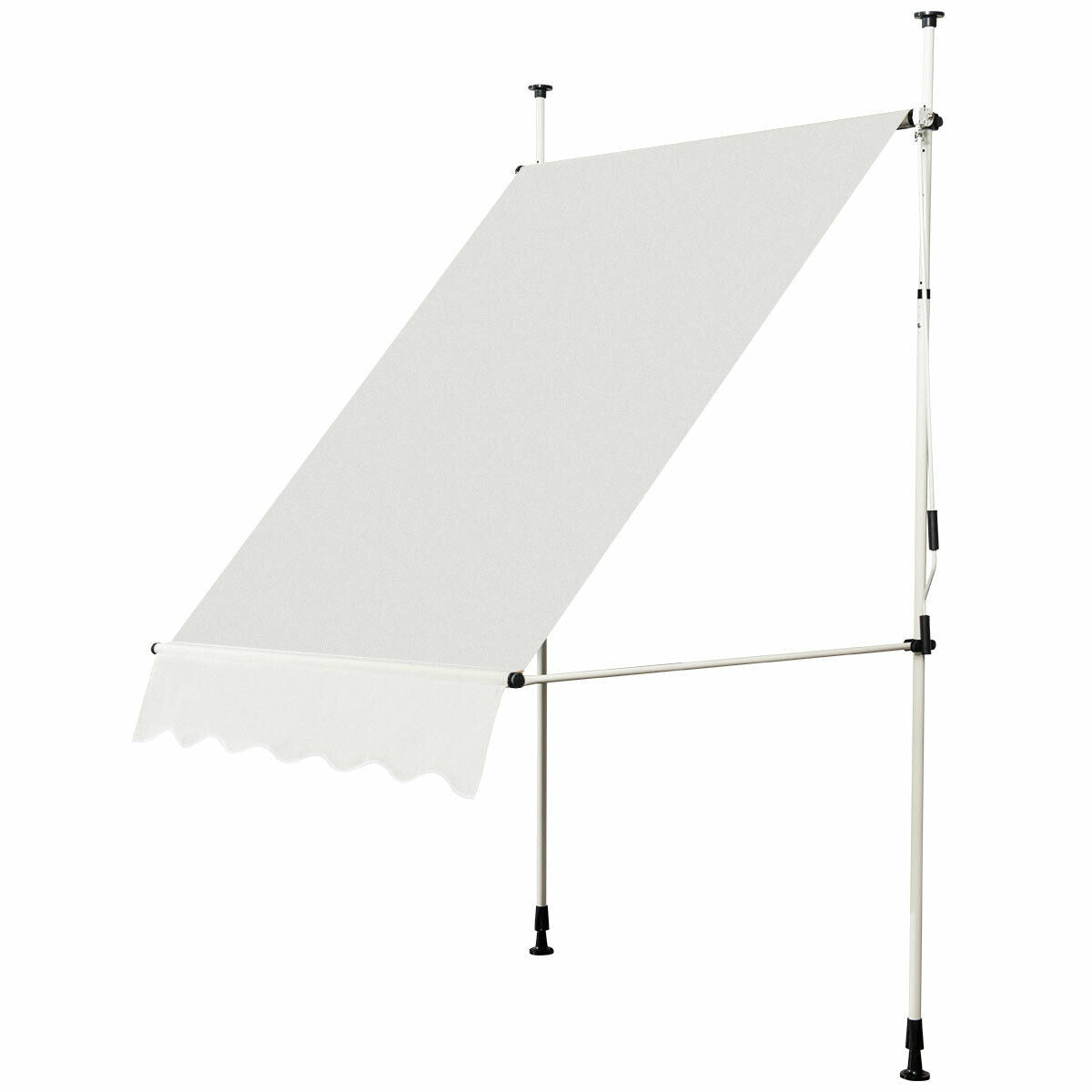 Retractable Outdoor Patio Garden Sun Shade-White