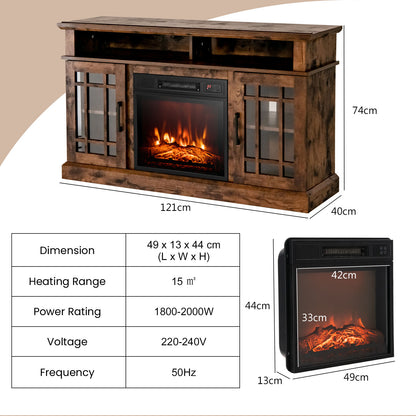 1400W Electric Fireplace with Mantel for TVs up to 55 Inches-Brown