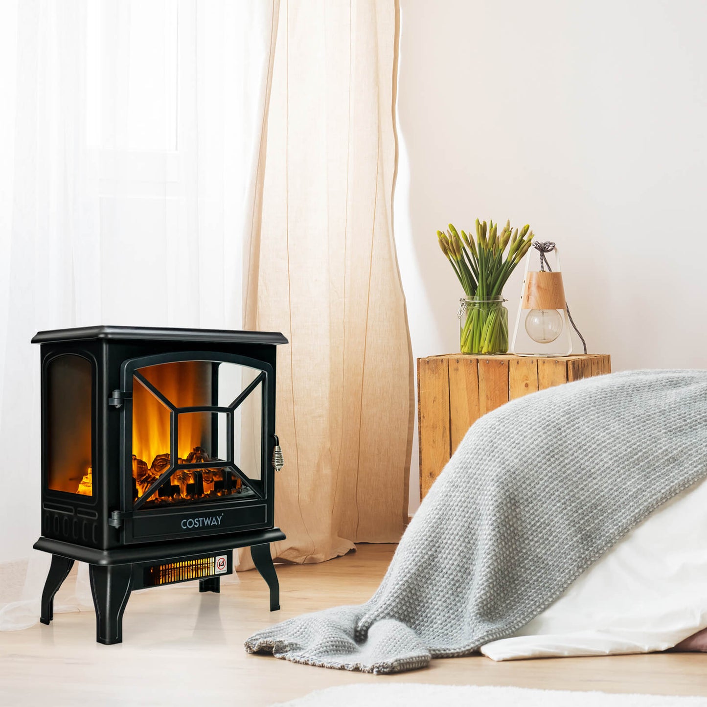 1800W Freestanding Indoor Electric Space Heater-Black