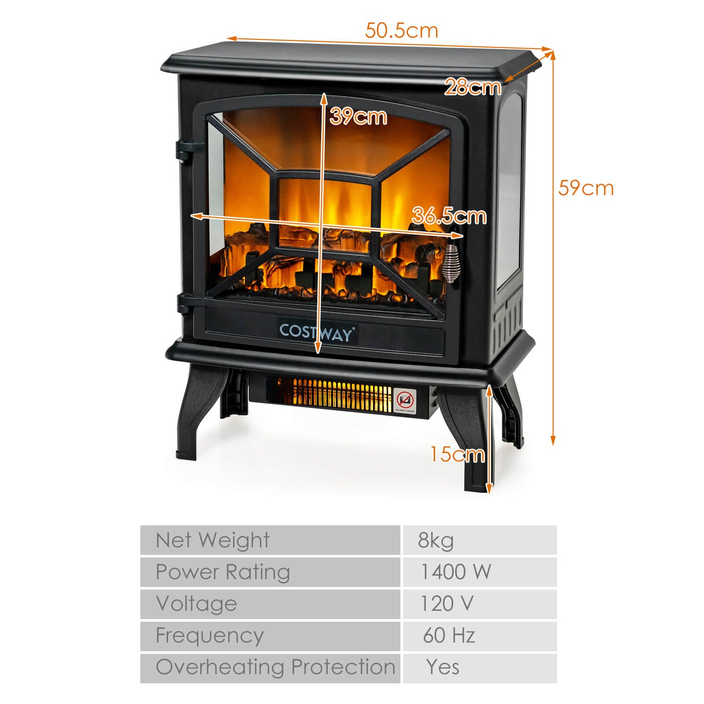 1800W Freestanding Indoor Electric Space Heater-Black