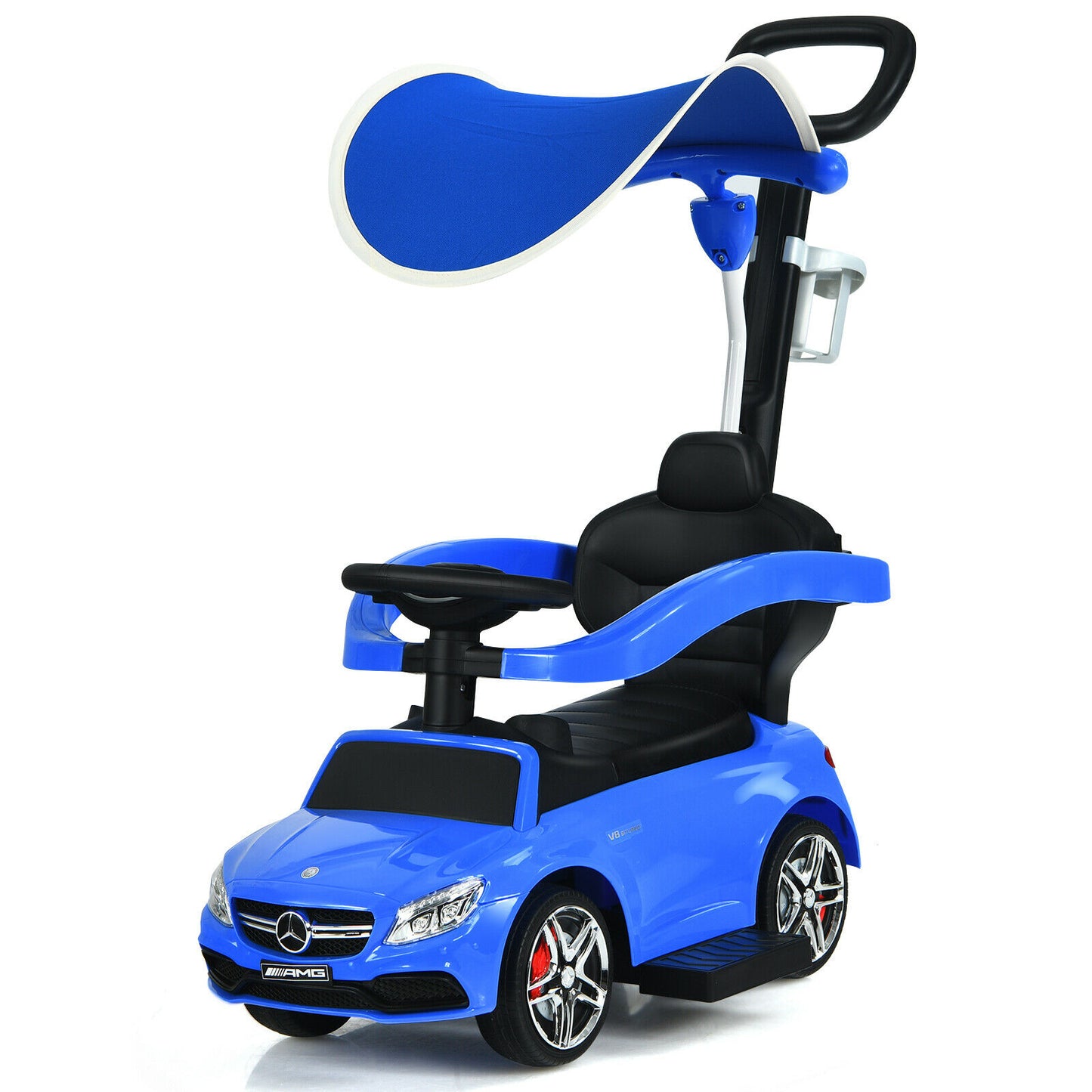 3 in 1 Ride on Push Car Licensed Mercedes Benz Car Slider Walker-Blue