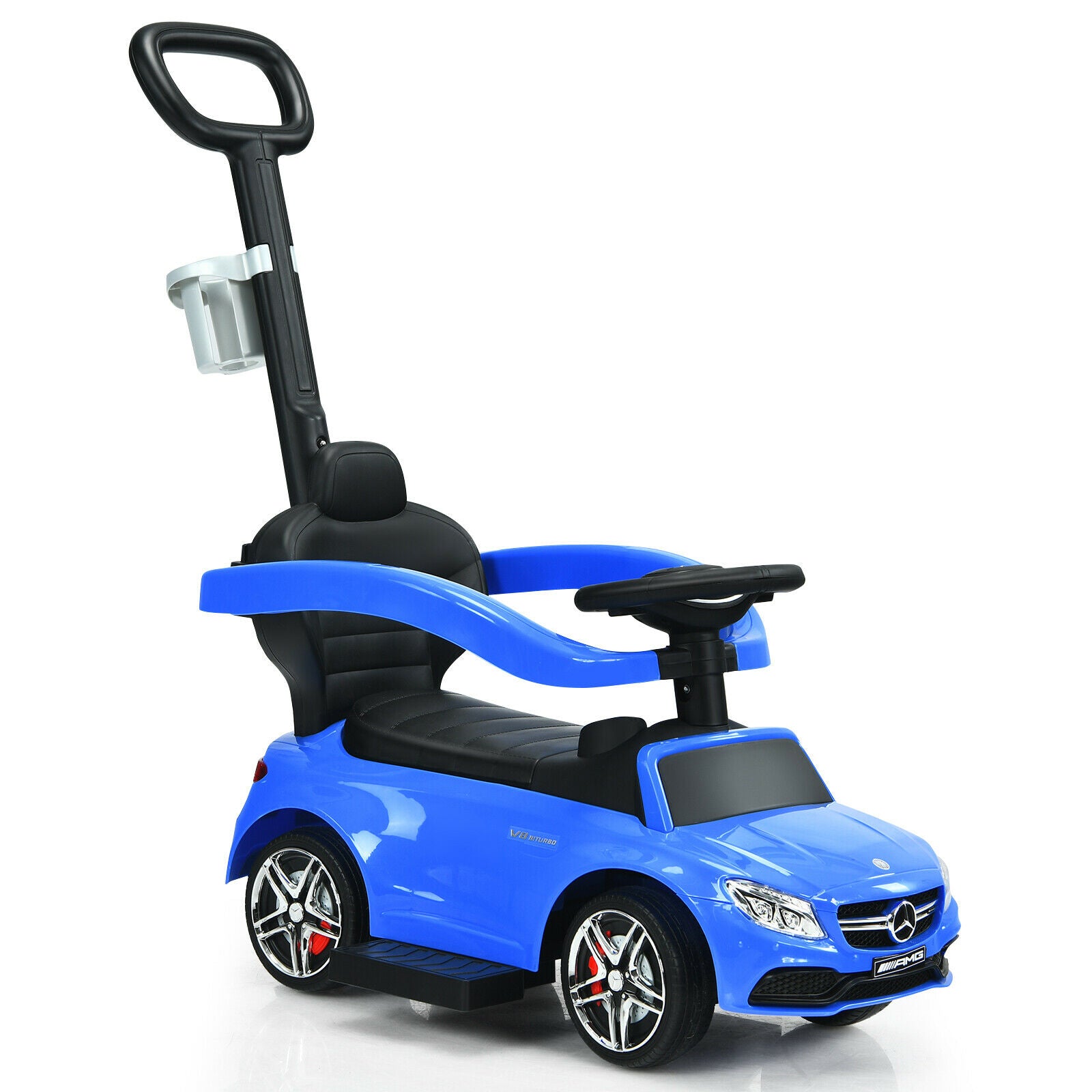 3 in 1 Ride on Push Car Licensed Mercedes Benz Car Slider Walker-Blue