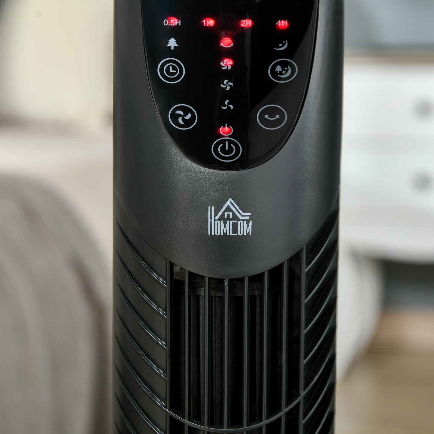 HOMCOM Tower Fan Oscillating 3 Speeds 3 Winds 40W w/ Remote Control Timer Moving Head Quiet Operation Home Office Bedroom Black - 78.5H cm