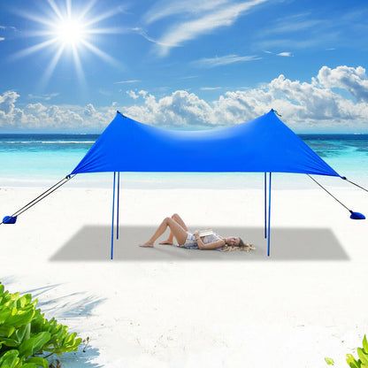 Portable Sunshade Canopy Waterproof Tent UPF 50 + UV 4 Sandbags-Blue