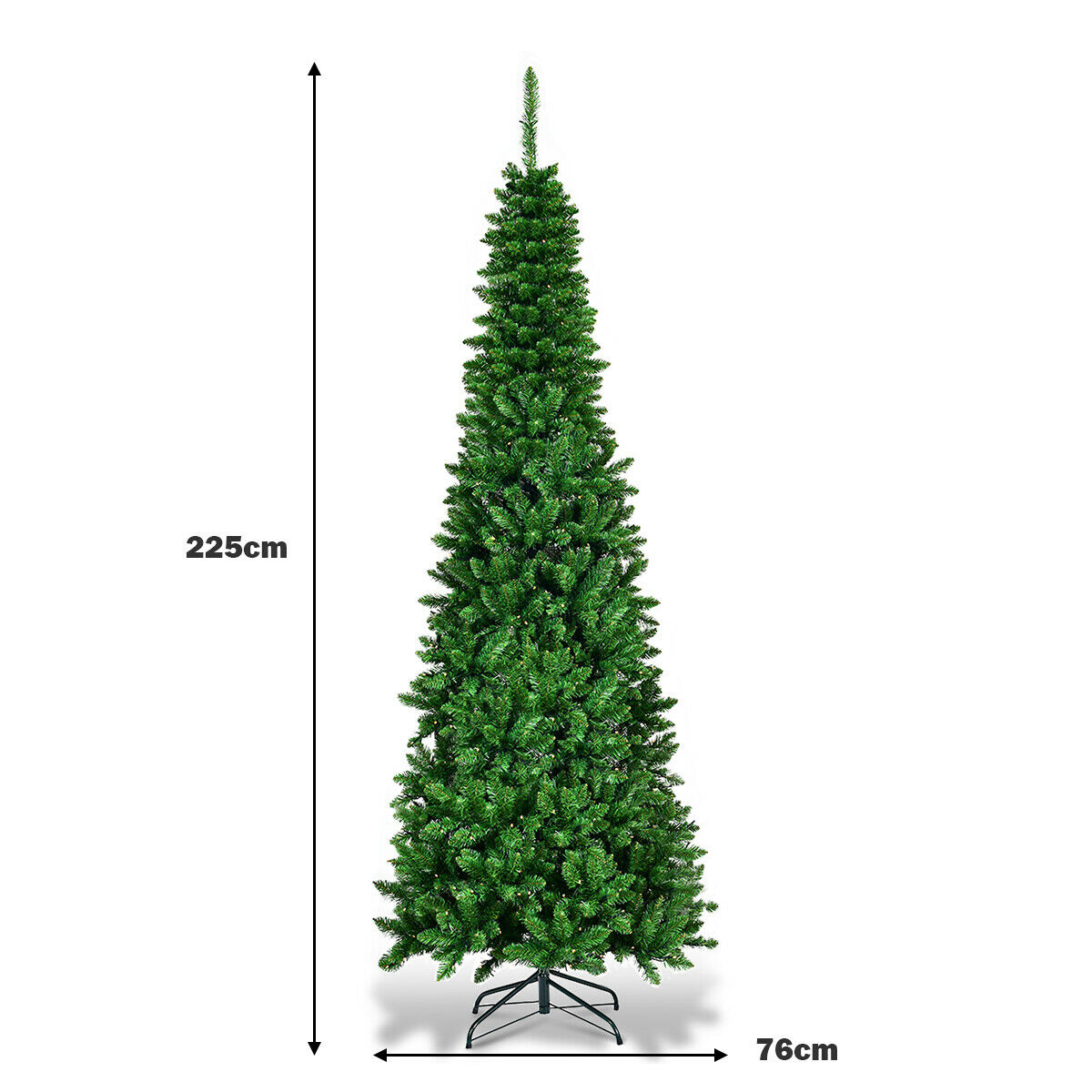 Artificial Pencil Christmas Tree with LED Lights in 3 Sizes-7.5FT