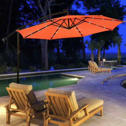 3m Cantilever Garden Parasol with LED Lights-Orange