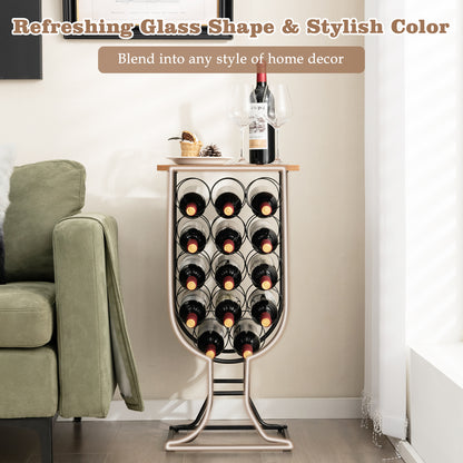 14 Bottles Wine Rack with Detachable and Lockable Wheels-Black