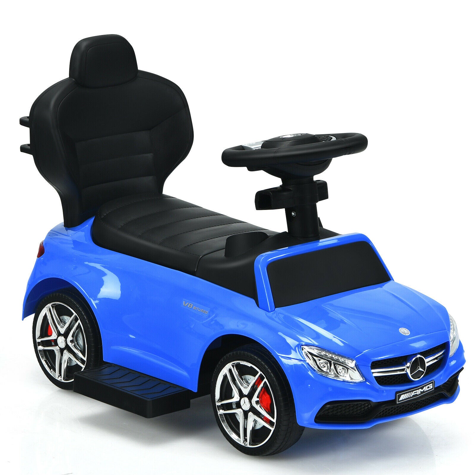 3 in 1 Ride on Push Car Licensed Mercedes Benz Car Slider Walker-Blue