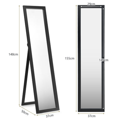 153 x 37 cm Wooden Frame Rectangle Full Length Mirror-Black