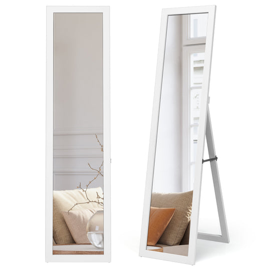 153 x 37 cm Wooden Frame Rectangle Full Length Mirror-White