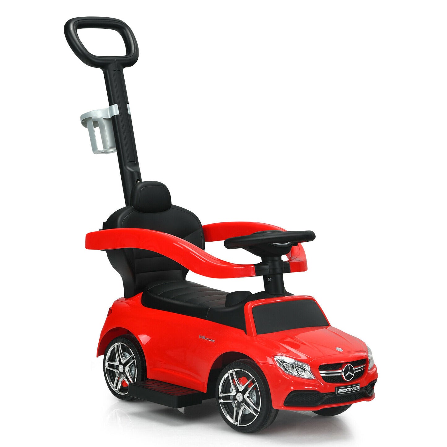 3 in 1 Ride on Push Car Licensed Mercedes Benz Car Slider Walker-Red