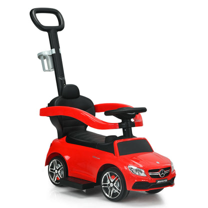 3 in 1 Ride on Push Car Licensed Mercedes Benz Car Slider Walker-Red