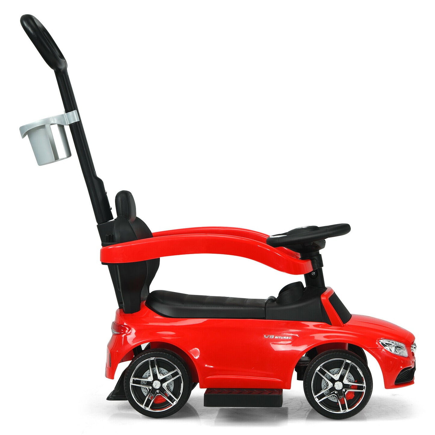 3 in 1 Ride on Push Car Licensed Mercedes Benz Car Slider Walker-Red