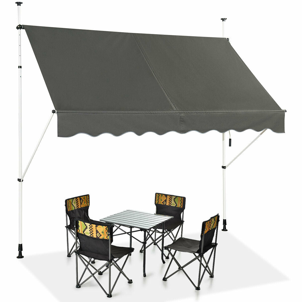 Retractable Outdoor Patio Garden Sun Shade Shelter Beige-Gray