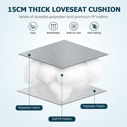 15cm Thick Garden Bench Cushion for Outdoor and Indoor Use-Grey