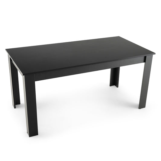 160 x 80 x 76 cm Rectangular Dinner Table with L-shaped Legs-Black