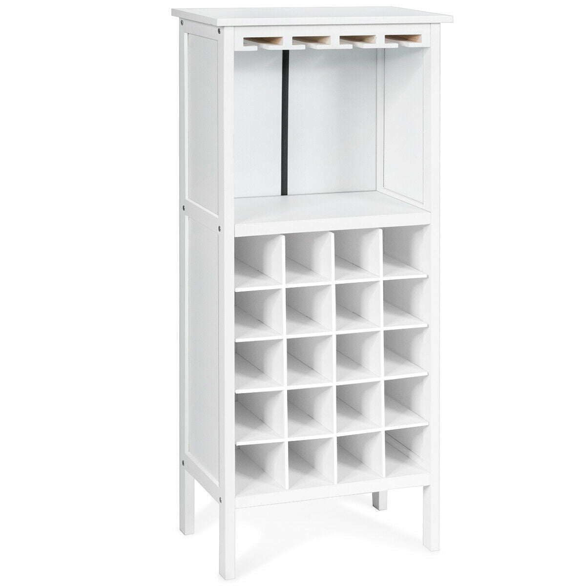 Wine Rack 20 Bottles Wood Holder Display-White
