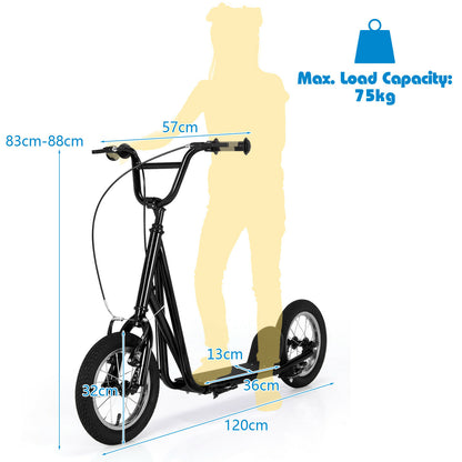 Children's Urban Scooter with Dual Hand Brakes and Adjustable Handlebar-Black