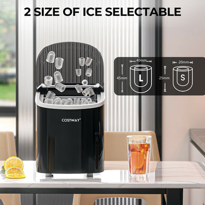 2.2 L Portable Electric Ice Cube Maker with Ice Scoop and Basket-Black