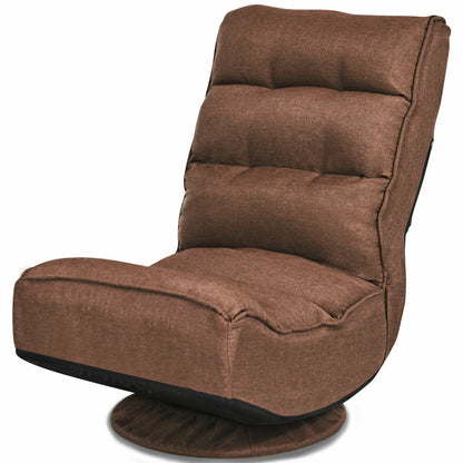 Folding Sofa Lazy Lounge Floor Chair Adjustable 360°-Coffee