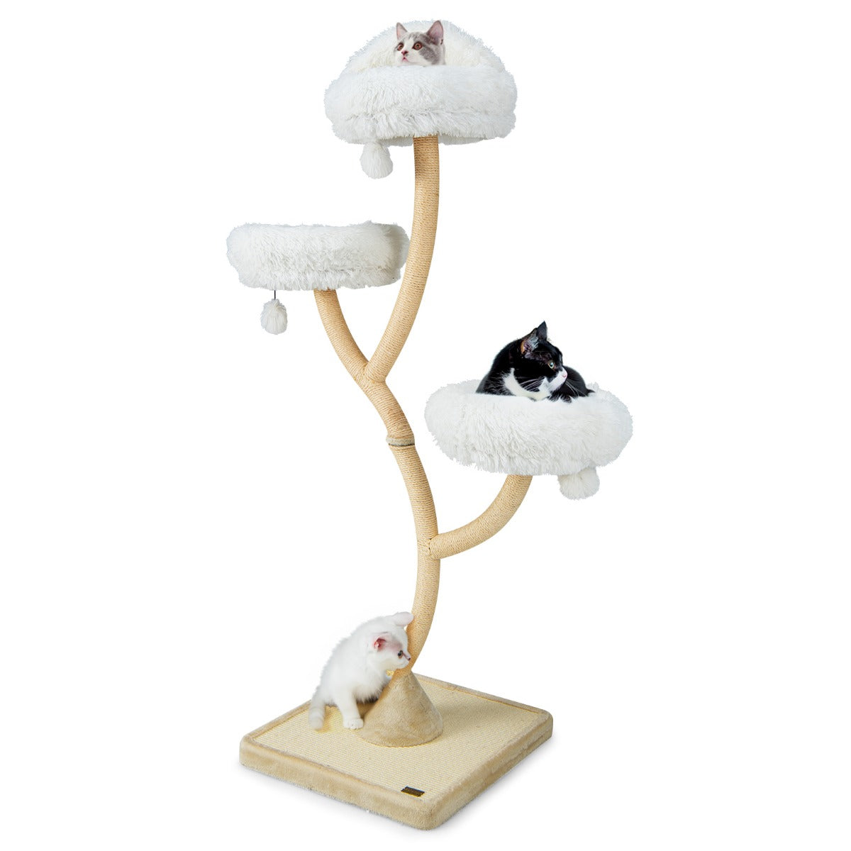 178 cm Tall Cat Tree 4-Layer Cat Tower with 3 Warm Perches-Beige