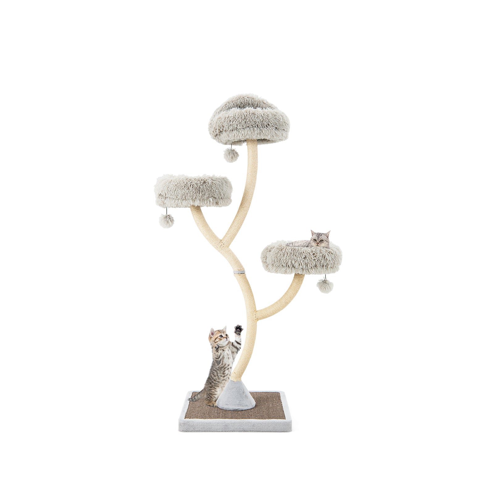 178 cm Tall Cat Tree 4-Layer Cat Tower with 3 Warm Perches-Grey