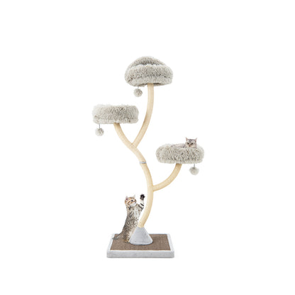 178 cm Tall Cat Tree 4-Layer Cat Tower with 3 Warm Perches-Grey
