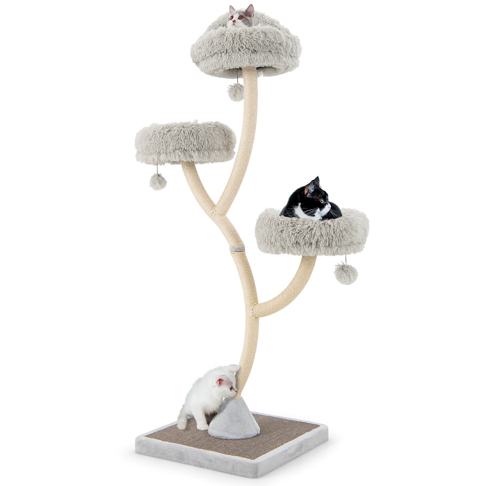 178 cm Tall Cat Tree 4-Layer Cat Tower with 3 Warm Perches-Grey