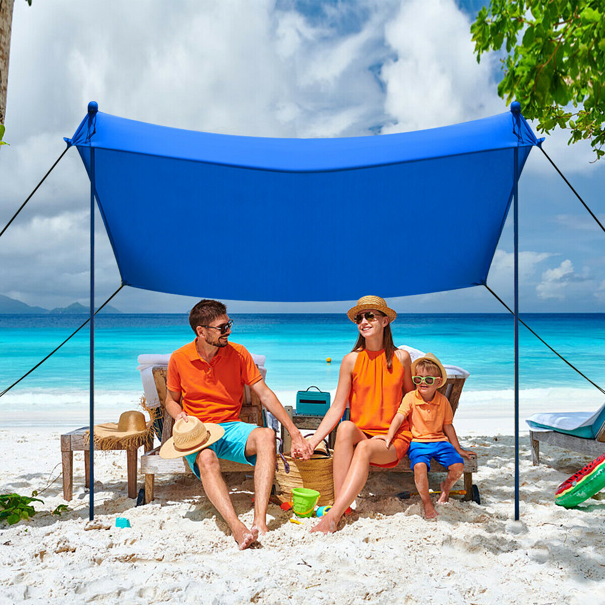Portable Sunshade Canopy Waterproof Tent UPF 50 300cm x 300cm-Blue