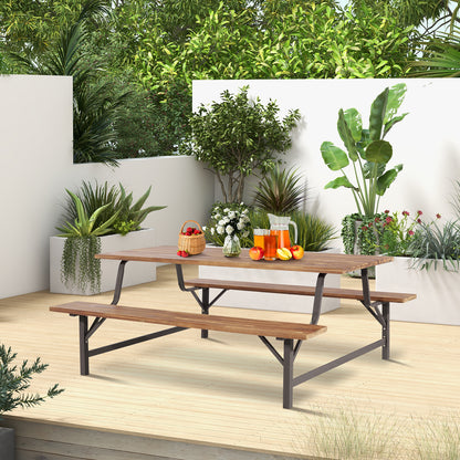 180cm Patio Picnic Table Bench Set with Acacia Wood Tabletop and Seat