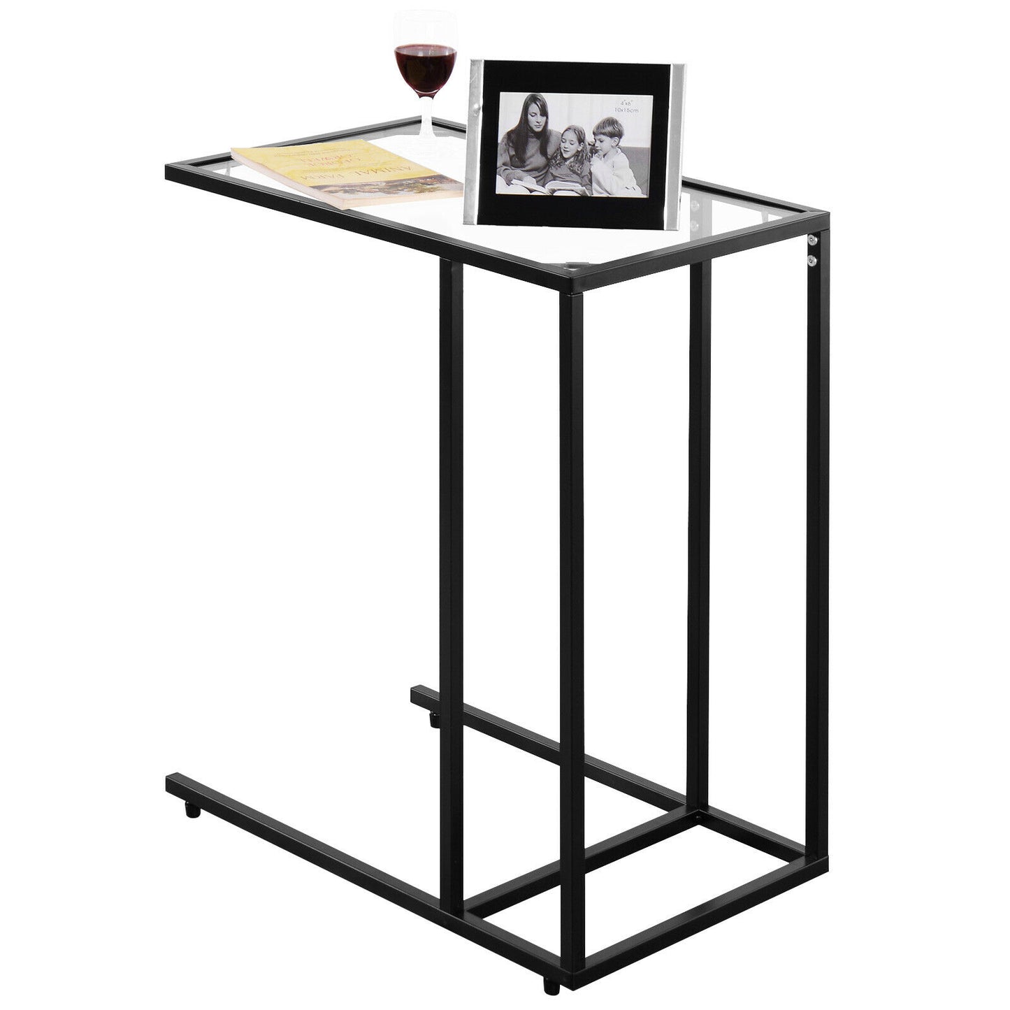 C-Shaped Industrial Sofa Side End Table
