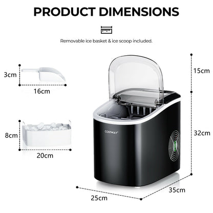 2.2 L Portable Electric Ice Cube Maker with Ice Scoop and Basket-Black